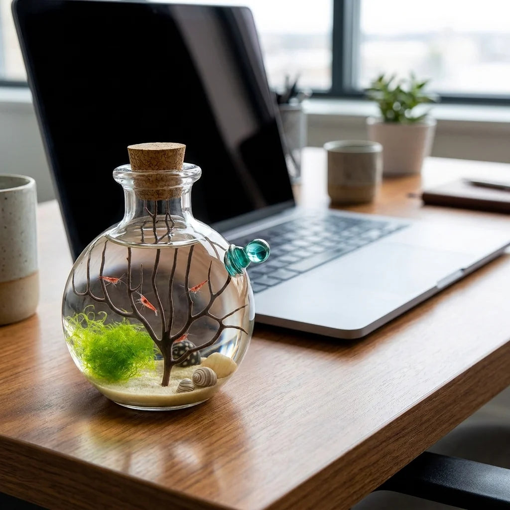 Glass ecosphere on a desk